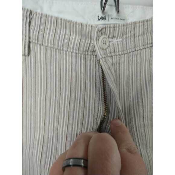 Lee Woman 10M Capri Pants Brown Pinstriped Straight Slit Leg Casual Business - Picture 4 of 11
